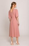 Stylove S399 sukienka z bufiastymi rękawami różana tył