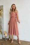 Brokatowa sukienka koktajlowa nude  269-21