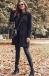 Elegancki płaszcz z wełną czarny Roco P018-1