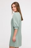 Bewear B291 sukienka z bufiastymi rękawami miętowa bok