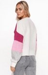 Makadamia S130 sweter w ukośne pasy pink tył