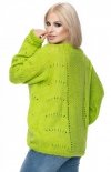 Puchaty sweter damski limonka 30059tył