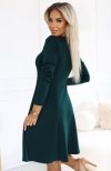 Numoco 574-1 IVANA trapezowa sukienka z dekoltem i długim rękawkiem tył