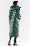 Oversizowy pikowany płaszcz zielony A541-3