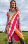 Ciepły długi sweter z golfem F1490 orange
