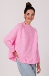 Be Knit BK105 sweter z nietoperzowymi rękawami różowy 
