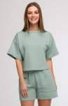 Bewear B294 bluza oversize z krótkimi rękawami miętowa 