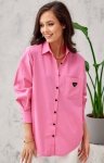 Oversizowa koszula damska różowa 0123