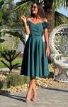 Elizabeth Flower sukienka midi rozkloszowana zielona