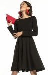 Tessita T287 rozkloszowana sukienka z paskiem czarna