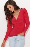 Numinou NU461 bluzka damska z bufiastymi rękawami czerwona