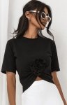 Ivon Elvie czarny t-shirt z marszczeniem