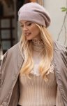 Cleo modny beret z angory lila-róż 