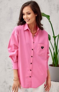 Oversizowa koszula damska różowa 0123