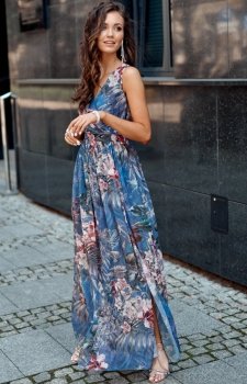 Szyfonowa długa sukienka letnia kolorowa 0209 R76