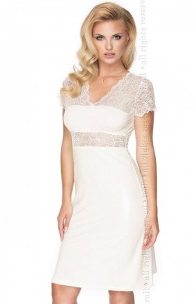 *Elegncka koszulka nocna damska Maxi ecru Cameron *Elegncka koszulka nocna damska Maxi ecru Cameron