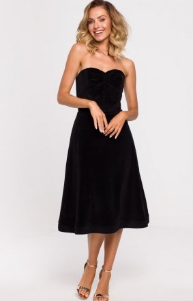 Elegancka sukienka z gorsetem czarna M638