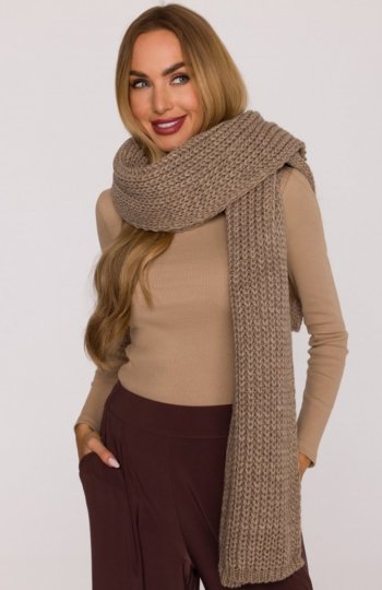 Moe szal damski splot prążkowany beżowy M896 