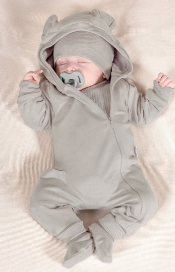 Pajac dresowy szary z kapturem 