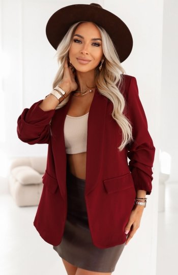 Numoco 588-4 damska klasyczna marynarka z drapowanymi rękawkami 