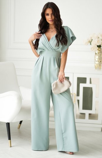 Bicotone elegancki kombinezon z zakrytymi ramionami miętowy
