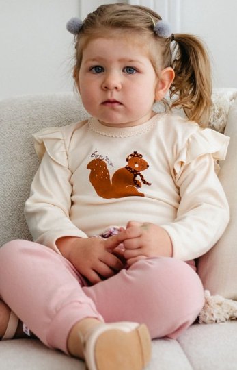 Body dziecięce ecru z nadrukiem wiewiórki – 100% bawełna