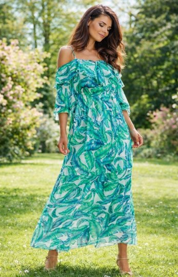 *Długa sukienka letnia hiszpanka A311 zielona