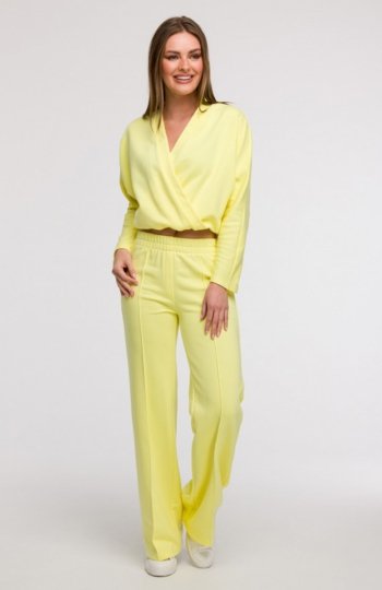 Bewear B296 spodnie dresowe z przeszyciami cytrynowe 