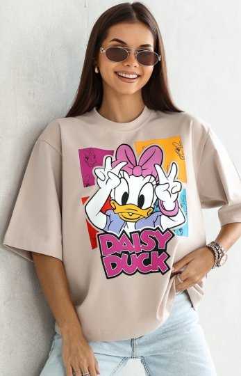 Oversizowy t-shirt Daisy Duck beż