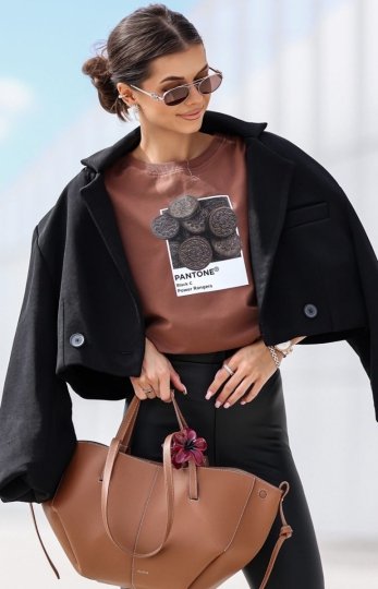 Oversizowy t-shirt Oreo brązowa