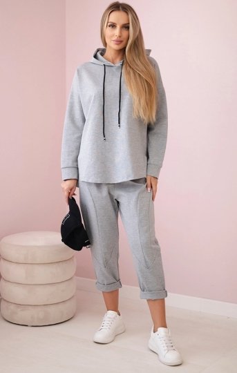 Komplet Punto Milano Winter bluza z kapturem i spodnie szary