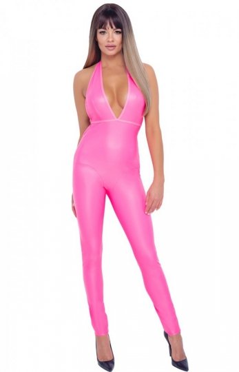 *Różowy kombinezon wetlook 