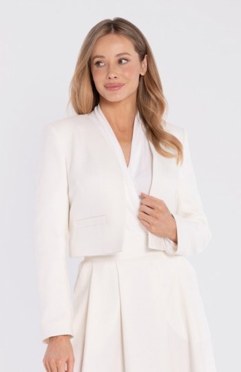 Stylove S429 marynarka bez kołnierza na podszewce śmietankowa 