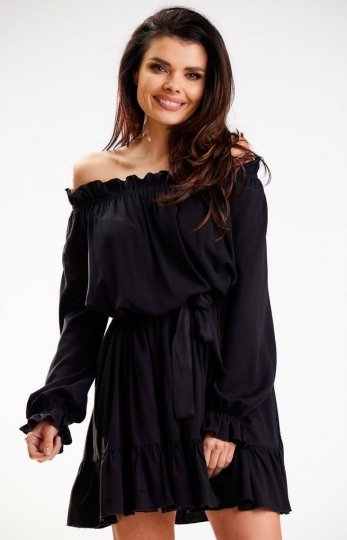 Awama A578 zwiewna sukienka hiszpanka czarna