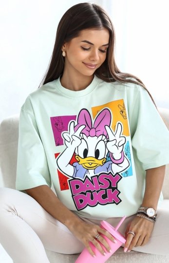Oversizowy t-shirt Daisy Duck pistacjowy