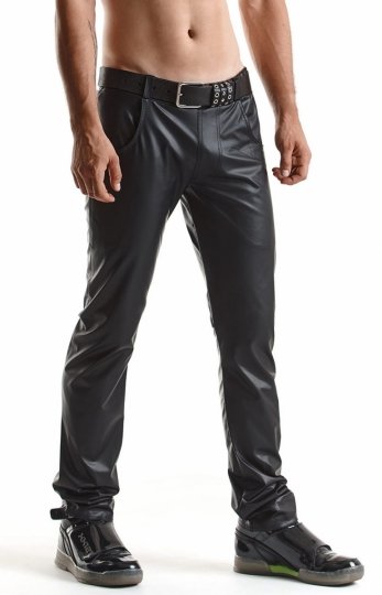 Czarne spodnie wetlook męskie RMVittorio001