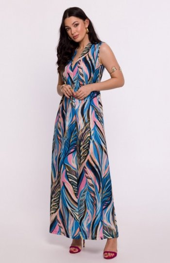 Bewear B283/2 sukienka maxi we wzór 