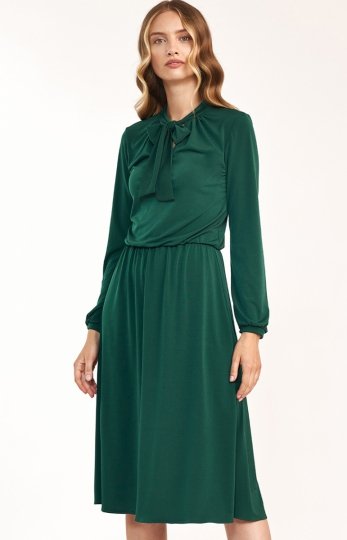 Nife midi zielona sukienka z wiązaniem S186