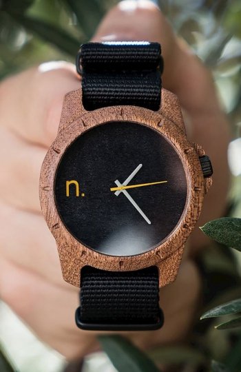 Neat Sport sapelli zegarek drewniany męski czarny