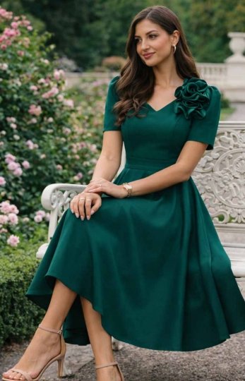 Elizabeth Rubi sukienka midi butelkowa zieleń