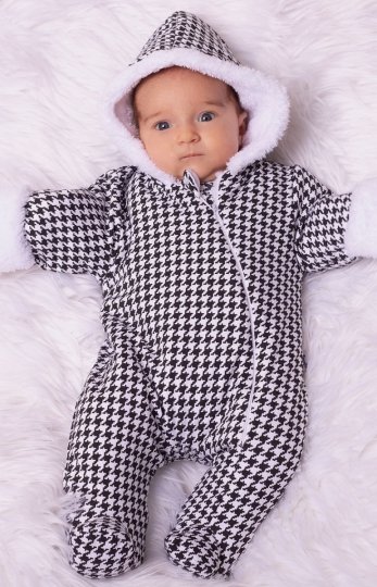 Ocieplany kombinezon zimowy czarno-biały