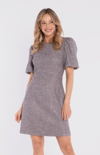 Stylove S431 sukienka mini z bufiastymi rękawami grafitowa 