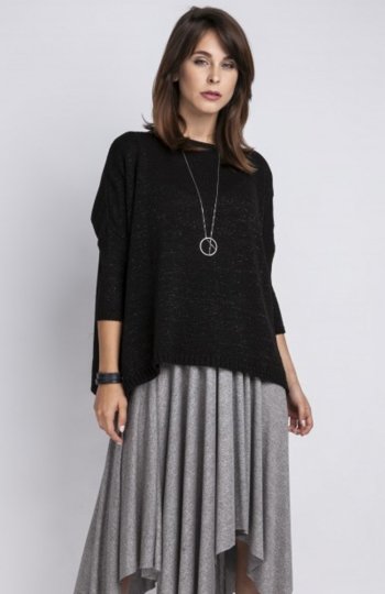 MKM SWE040 sweter z połyskującą nitką czarny