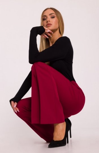 Moe spodnie dzwony bordowe M874 