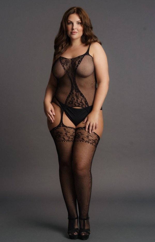 Bodystocking plus size Fishnet