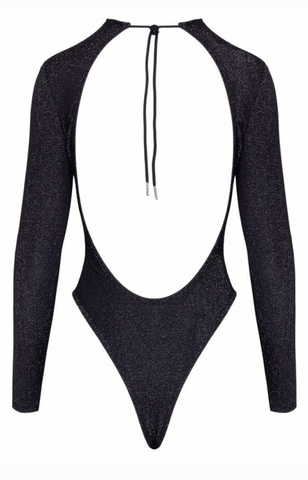 Cottelli Collection wycięte body damskie z połyskiem tył-1