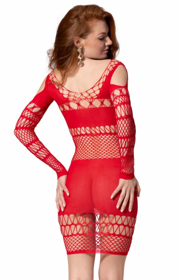 Passion BS105 sukienka siateczkowa red tył