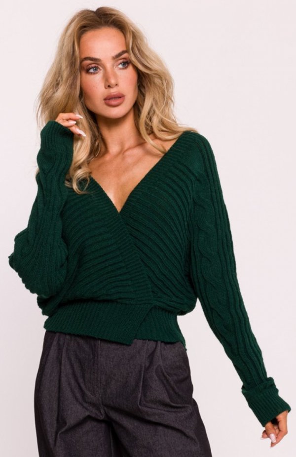 Moe krótki sweterek zielony M809 