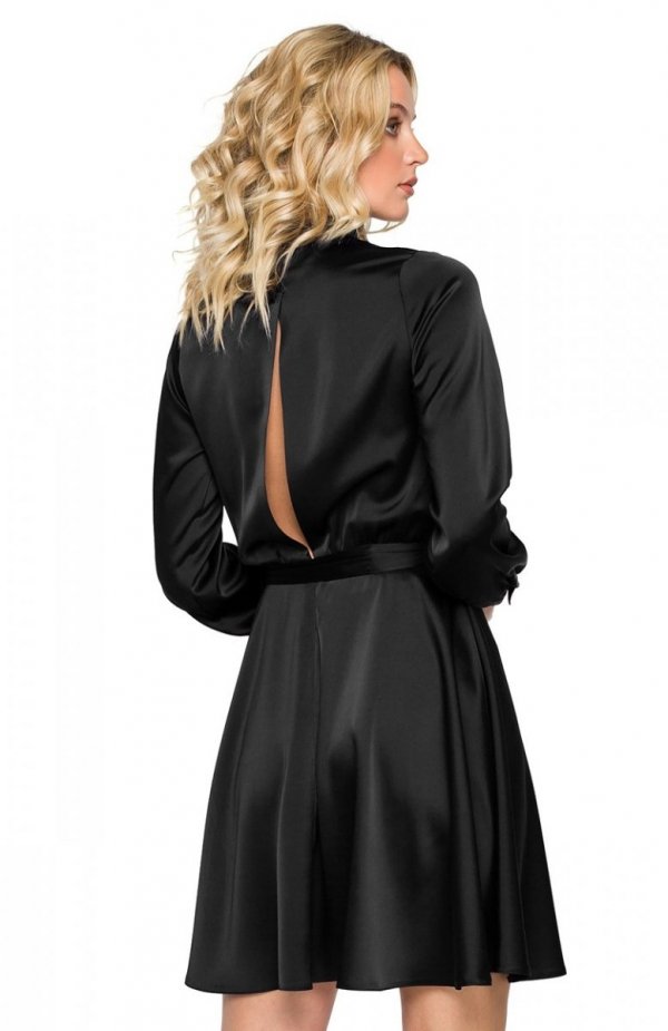 Makover K157 sukienka rozkloszowana czarna tył