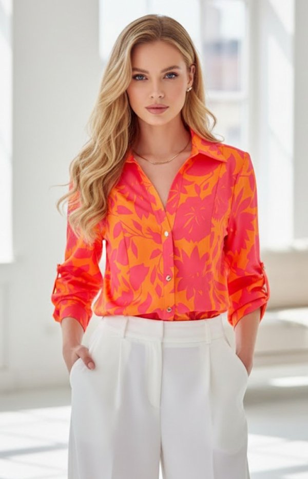 Elegancka koszula w kwiaty 0136/L37